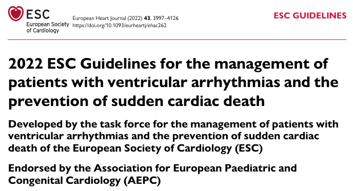 Guías ESC 2022 para el manejo de pacientes con arritmias ventriculares y la prevención de la muerte súbita cardíaca